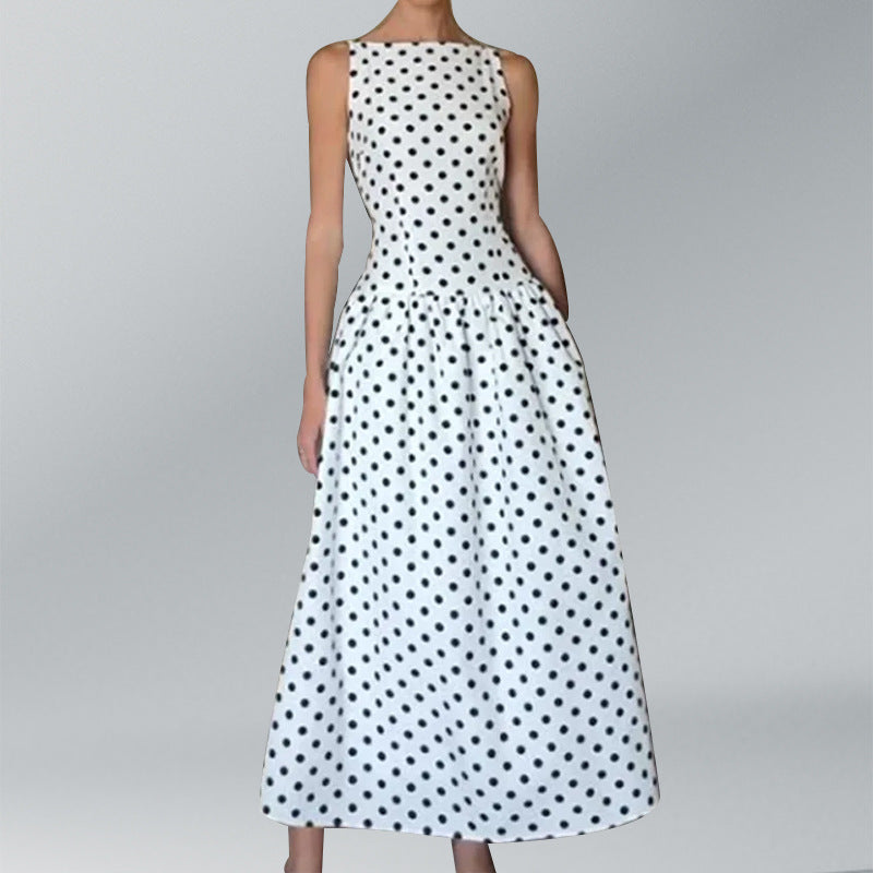 Robe Maxi Rétro Femme à Pois et Jupe Volumineuse Chic & Stil