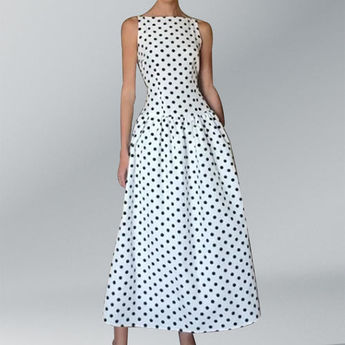 Robe Maxi Rétro Femme à Pois et Jupe Volumineuse Chic & Stil