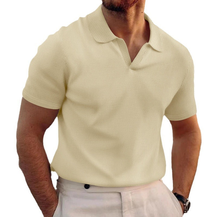 Men's polo with structured fabric and modern V-neck Lune London