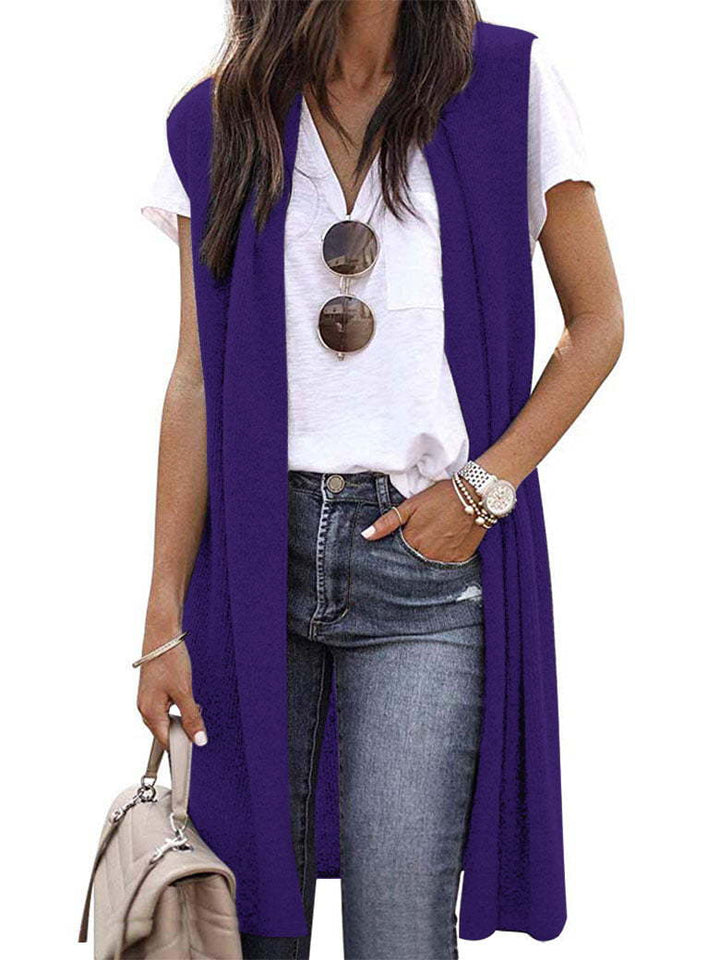 Women Open Cardigan with Casual Cut and Long Side Panels Lune London