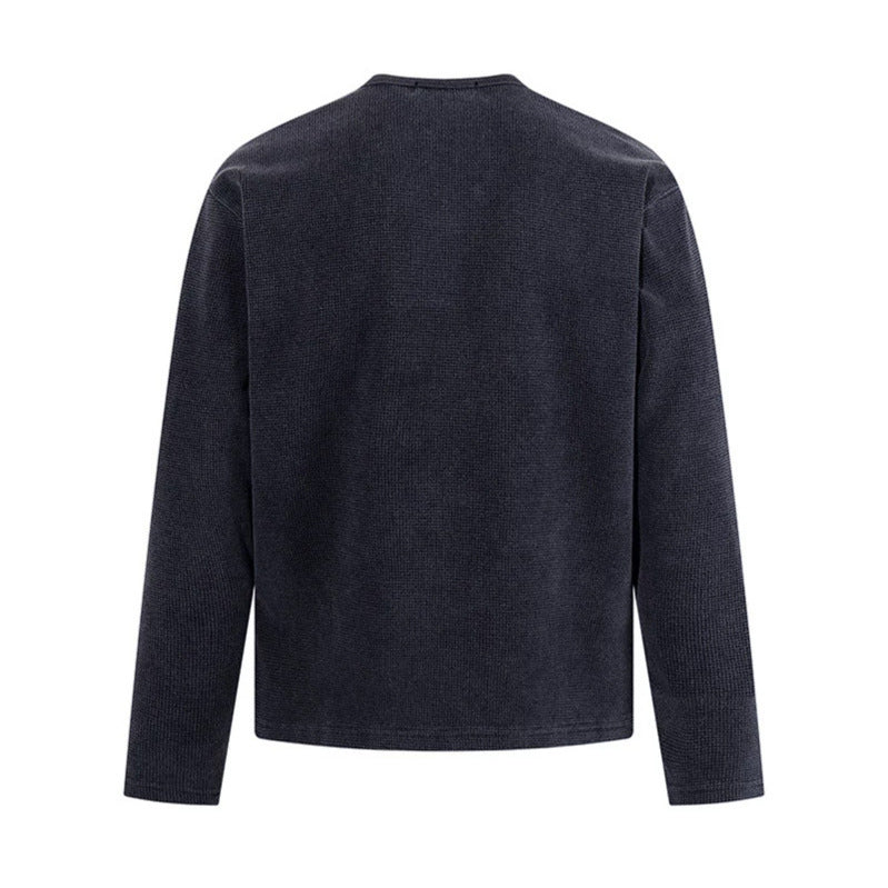 Men's Waffle Knit Henley Shirt with Button Placket and Casual Regular Fit Amarae