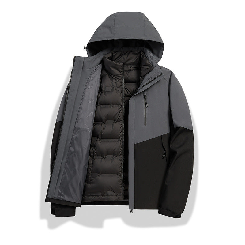 Men's two-in-one weather protection jacket with detachable quilted inner lining, hood, and waterproof membrane Amarae