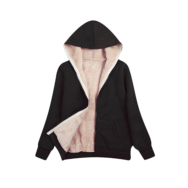 Ladies cozy fleece jacket with hood and pockets Lune London