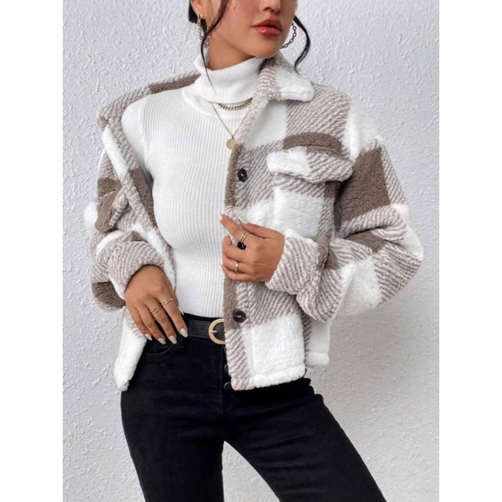 Fleece jacket for women with check pattern Lune London