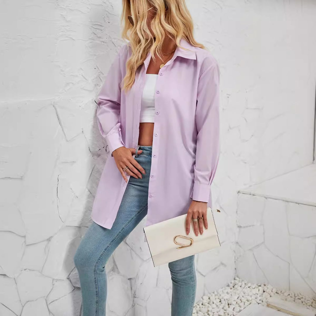 Long blouse with long sleeves for women in oversized style Lune London