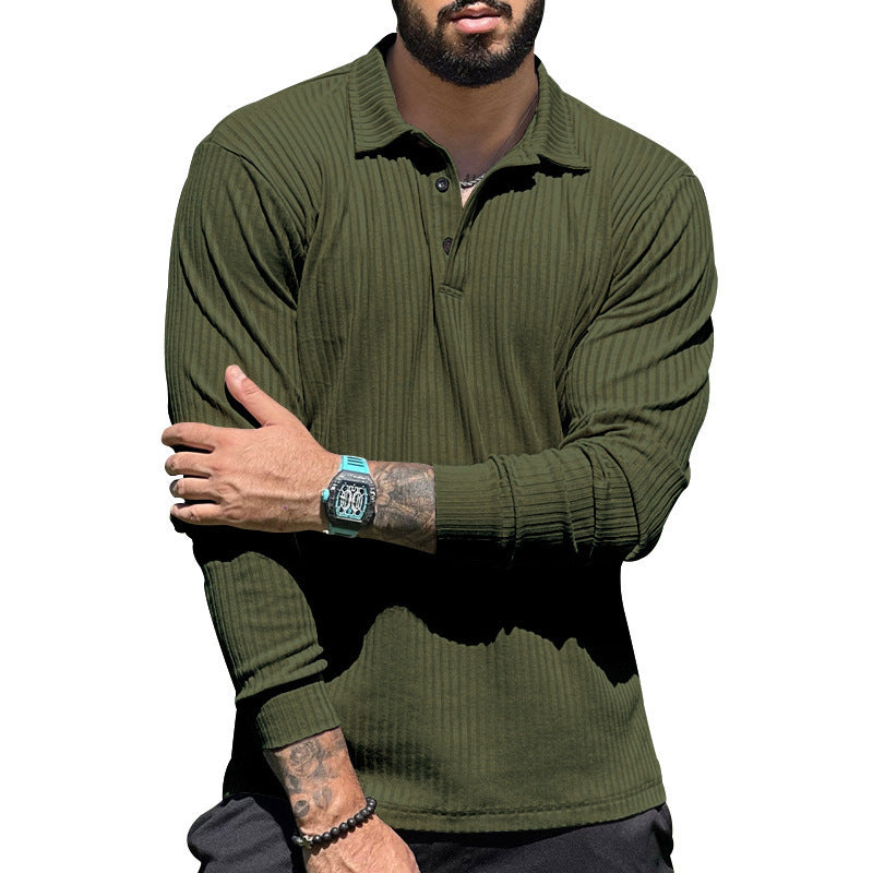 Long sleeve sporty polo for men with ribbed structure Lune London