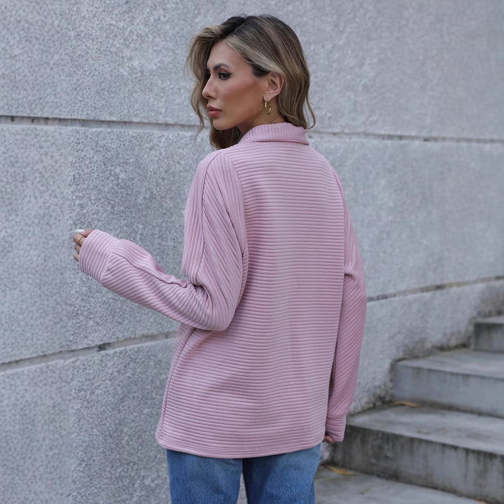 Women’s sweater with high collar and textured ribbed design Lune London
