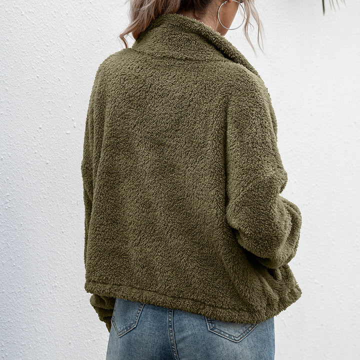 Fleece jacket for women with high collar and elastic waist Lune London