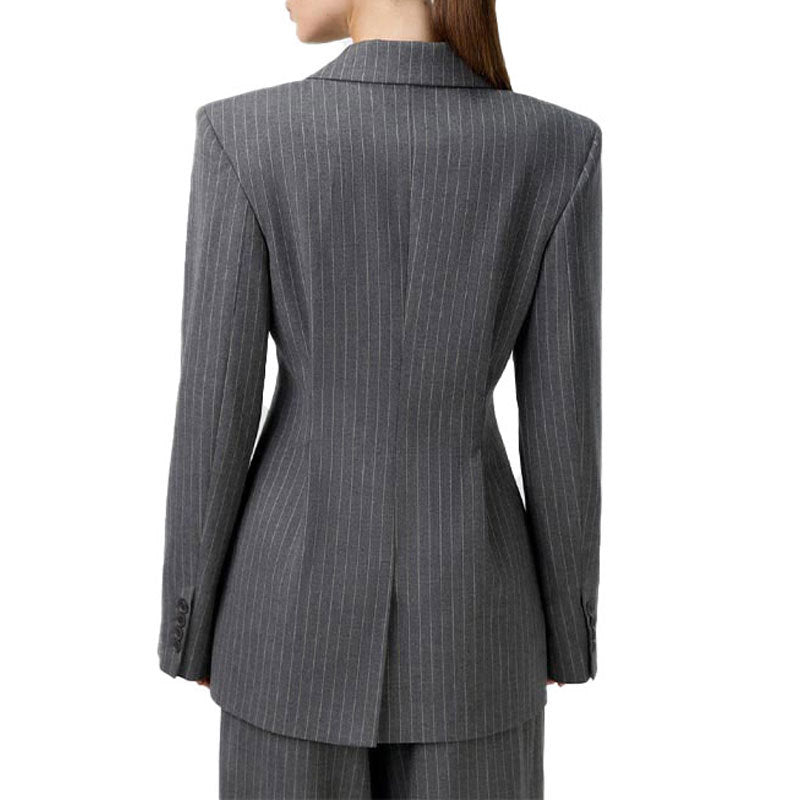 Elegant two-piece suit set for women with double button closure and wide leg Amarae