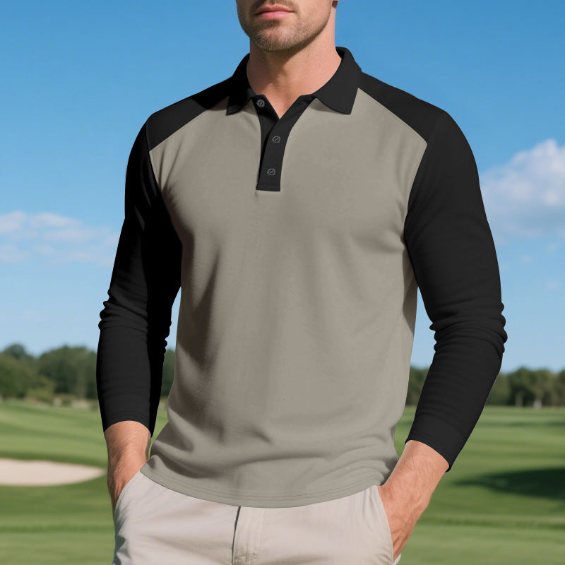 Men's Long Sleeve Sporty Polo with Modern Color Accents Lune London