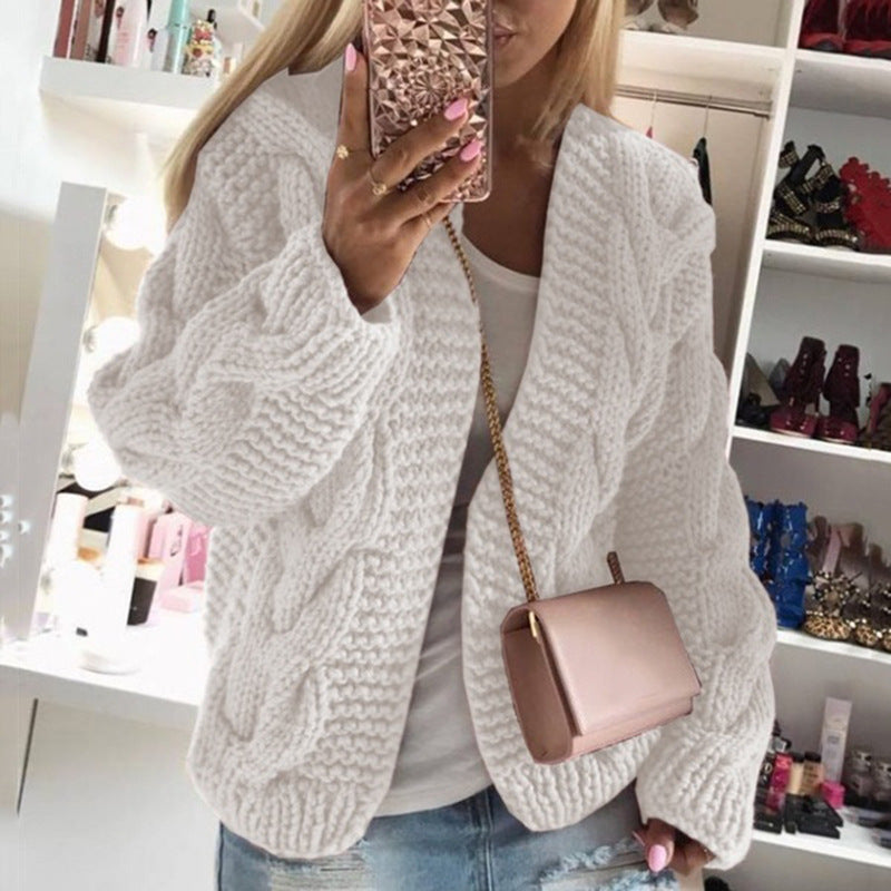 Knitted jacket for women with a striking braid design and an oversized fit Lune London