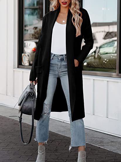 Longline cardigan for women with practical pockets and a fluid cut Lune London