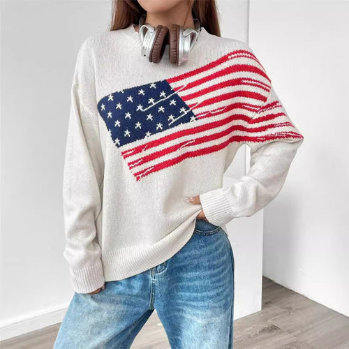 Knit sweater for women with flag pattern and relaxed fit Amarae