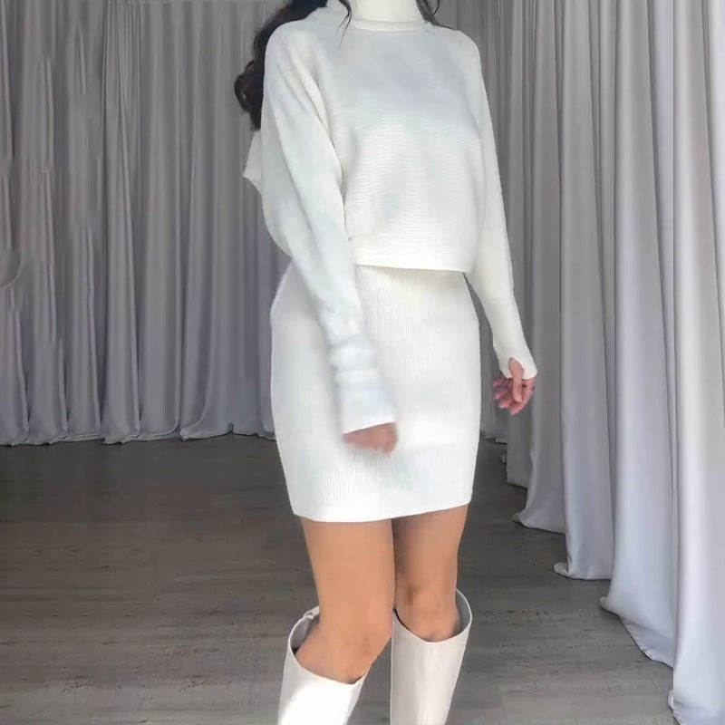 Knitted set for women with turtleneck and bodycon skirt Lune London