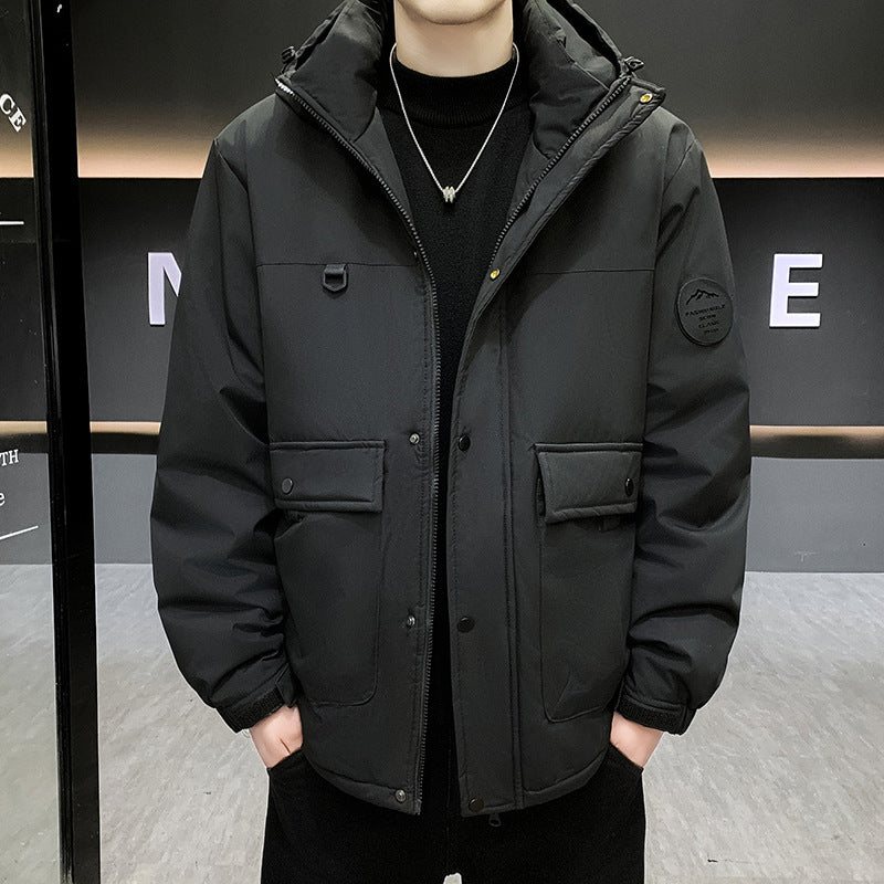 Men's Padded Short Parka with Hood windproof water-repellent and multifunctional pockets Amarae