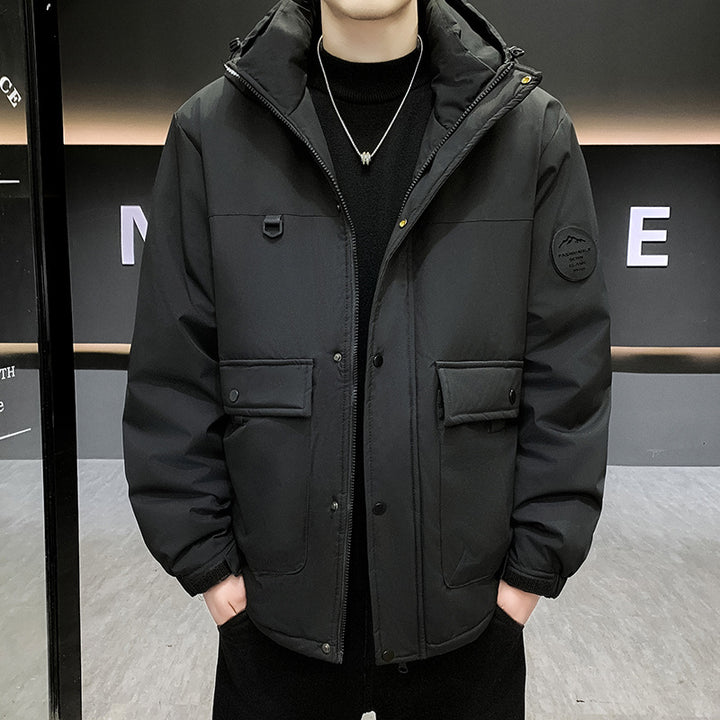 Men's Padded Short Parka with Hood windproof water-repellent and multifunctional pockets Amarae