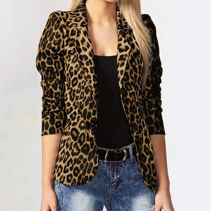 Women Elegant Blazer with Trendy Leopard Print Lune London