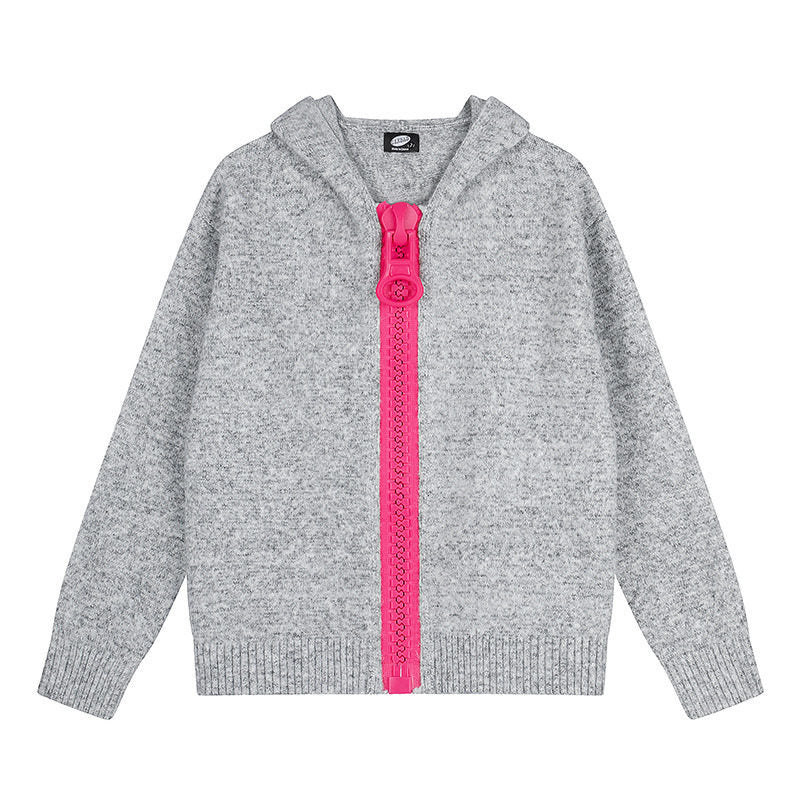 Women’s Hooded Cardigan with Oversized Zipper and Soft Mohair Mix Amarae