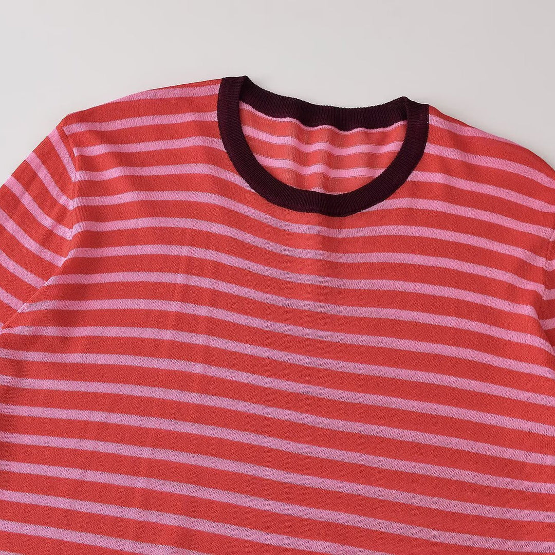 Women’s fine knit long sleeve with maritime stripes and contrasting sleeves Amarae
