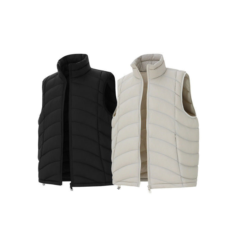 Unisex ultralight down look quilted vest with two-way zipper and stand-up collar Amarae