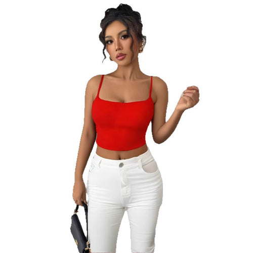 Women's crop top with adjustable spaghetti straps and fitted cut Amarae