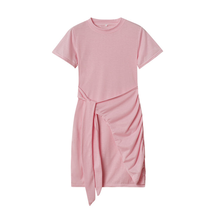 Chic and Stylish Draped Leisure T-Shirt Dress for Women