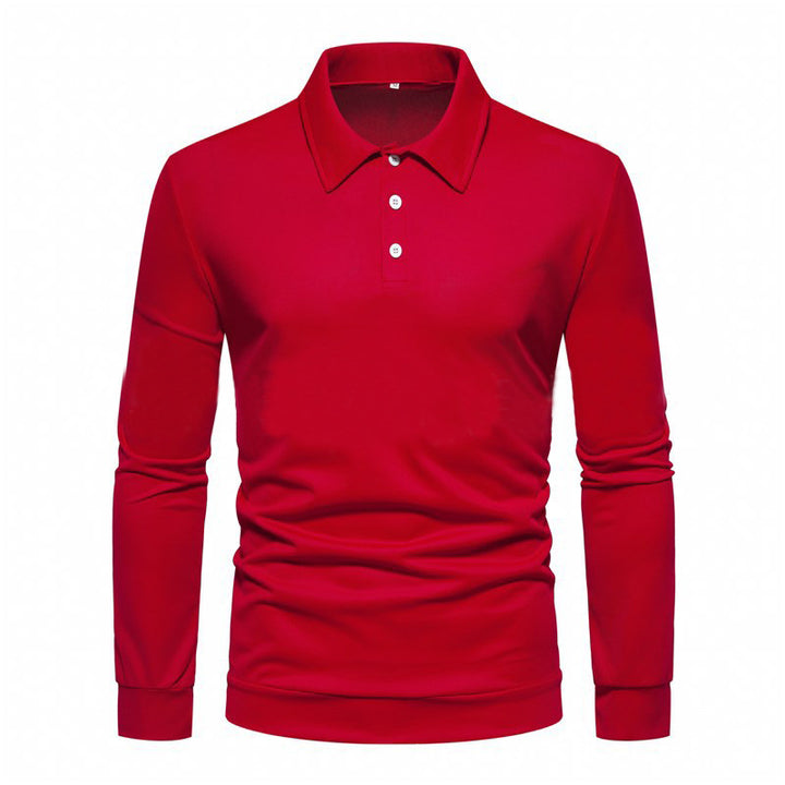 Long sleeve polo shirt for men in breathable fabric with modern button details Lune London