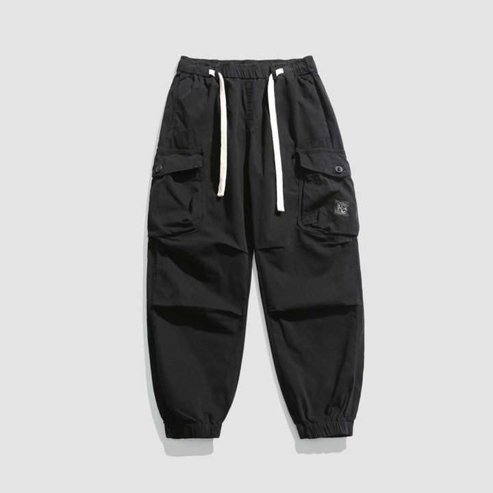 Men's cargo pants with elastic waistband and numerous pockets Lune London