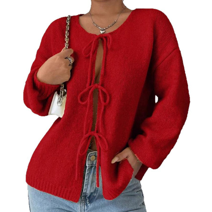 Oversized knit sweater for women with decorative lace detail Lune London