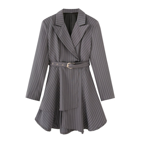 Striped blazers jacket for women with a defined waist and an elegant belt Amarae