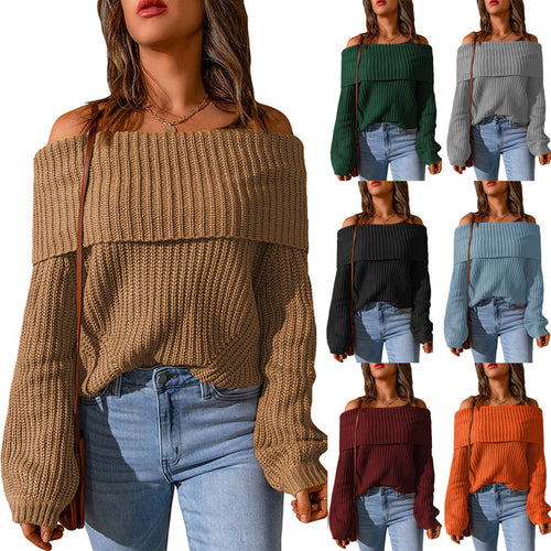 Comfortable knit sweater with off-the-shoulder Amarae