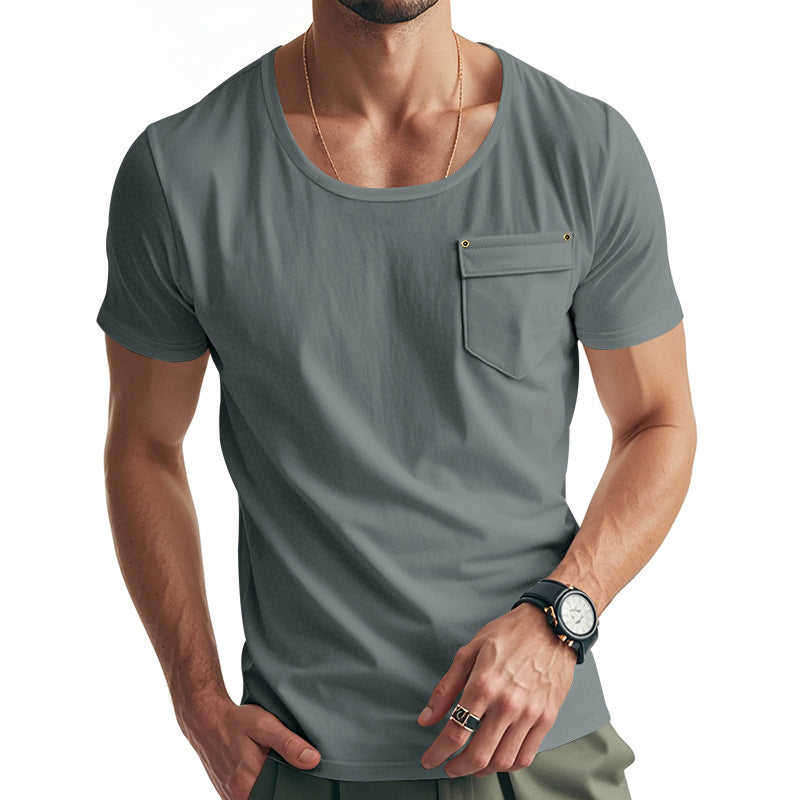 Men's sports t-shirt with deep V-neck and practical chest pocket Lune London