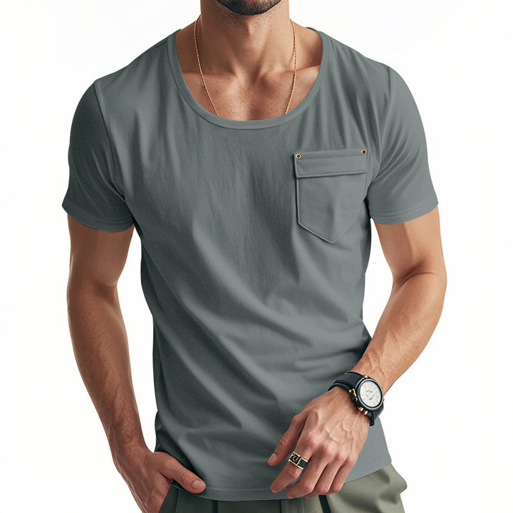 Men's sports t-shirt with deep V-neck and practical chest pocket Lune London
