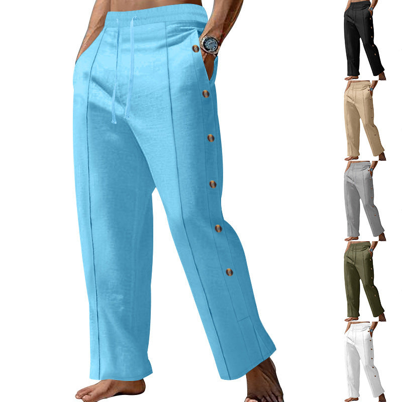 Casual summer pants for men with side buttons and elastic waist Lune London