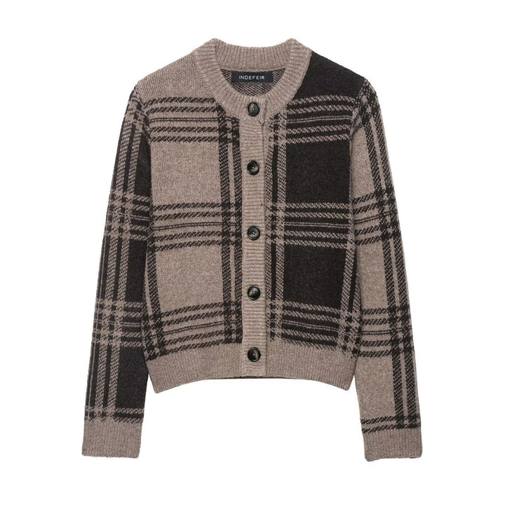 Ladies Chic tartan button sweater Lune London