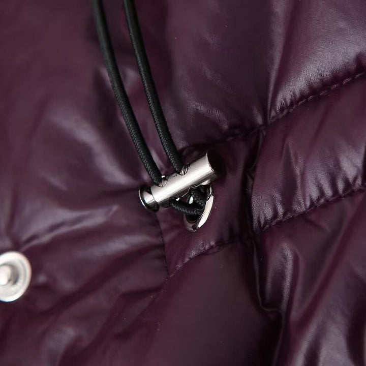Ladies down jacket with hood and adjustable belt Lune London