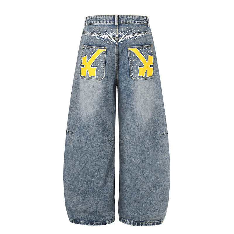 Women's Extra Wide High-Waist Palazzo Jeans with Embellished Back Pockets Amarae