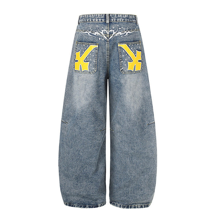 Women's Extra Wide High-Waist Palazzo Jeans with Embellished Back Pockets Amarae