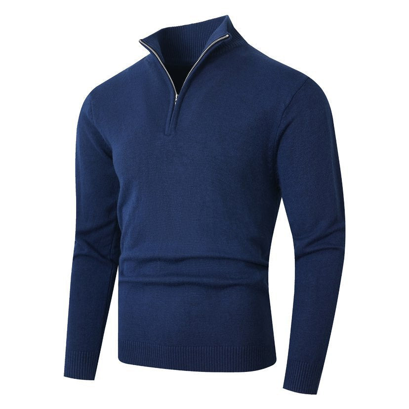 Lune London | Men's sweater with modern half zipper and fine ribbed structure