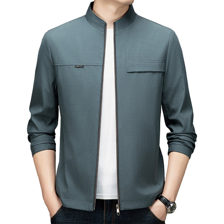 Elegant and sporty transition jacket for men with high collar Lune London