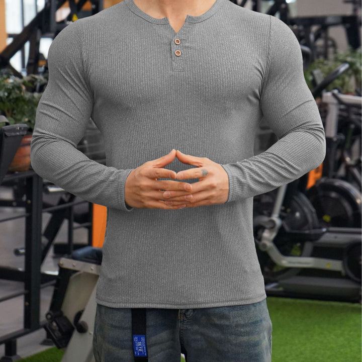 Long sleeve shirt for men with textured design and button placket Lune London