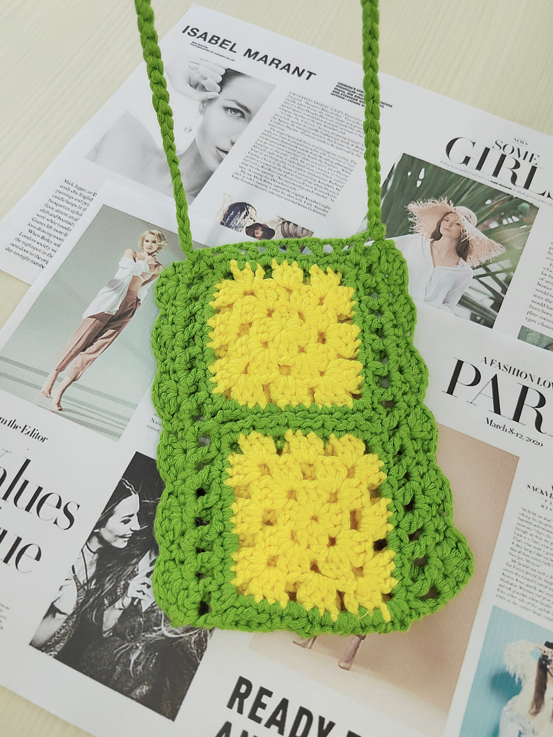 Ladies colorful crochet crossbody bag Lune London