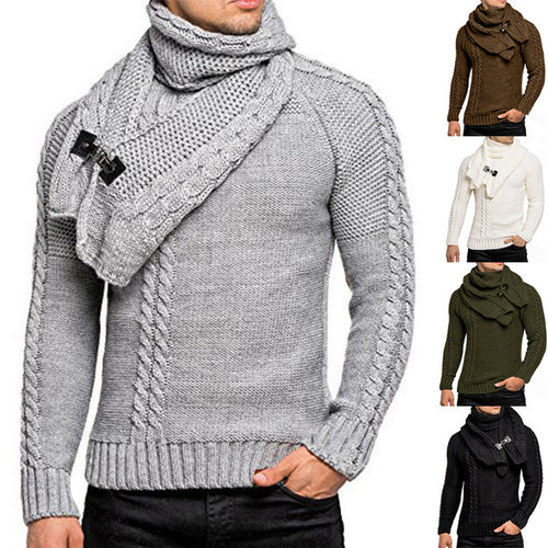 Knit sweater for men with chic scarf Amarae
