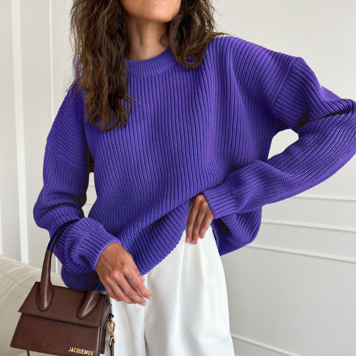 Oversized knitted sweater for women with textured pattern Lune London