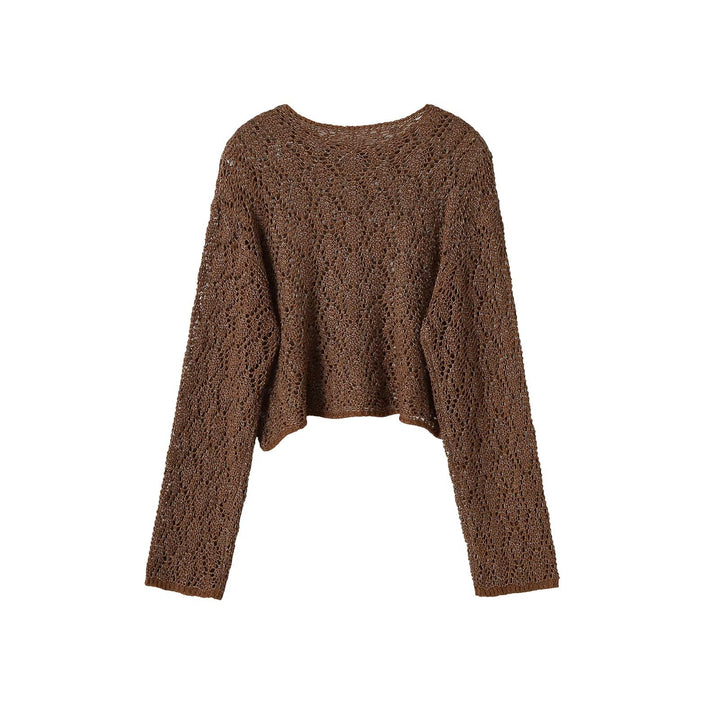 Women's Loose Crocheted Cropped Sweater with Wide Fit Amarae