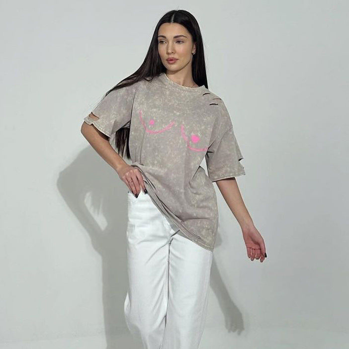 Oversized T-shirt for women with creative print and relaxed fit Lune London