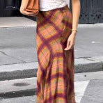 Women Flowing Checked Maxi Skirt with Tailored Trumpet Silhouette Amarae