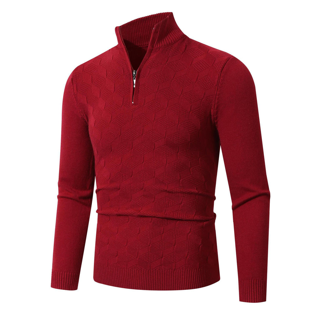 Trendy knit sweater for men with half-zip and structured design Lune London