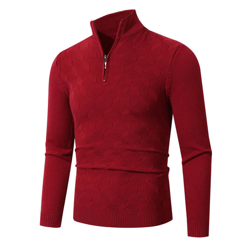 Trendy knit sweater for men with half-zip and structured design Amarae