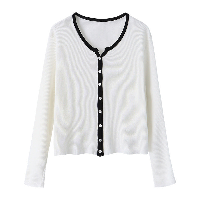 Women's Long Sleeve Ribbed Knit Sweater with Button Placket Chic & Stil
